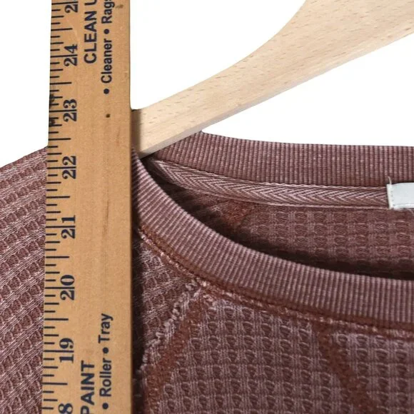 Z Supply Waffle Knit Cropped Pullover Size S Slouchy Thermal Vintage Dusty Rose - Picture 5 of 7